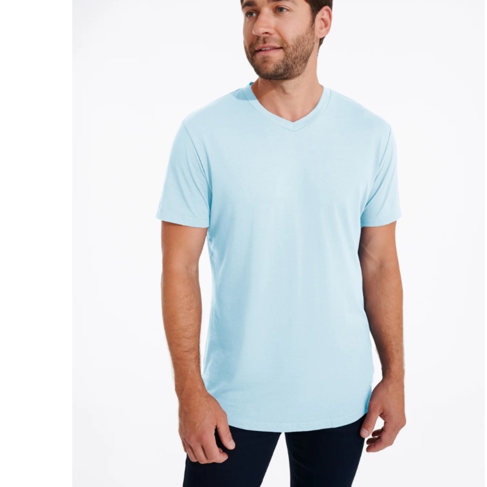 SWET TAILOR MEN'S SOFTEST V NECK T-SHIRT LIGHT BLUE sz XXL TUCK - UNTUCK NWT